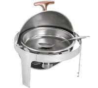 Chafing Dishes con coperchio scorrevole per buffet da 6 l/6,3 qt, scaldavivande rotondo, conservazione del calore, scaldavivande in argento e set con tanica per combustibile, fornello da banco, cater