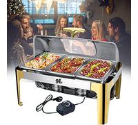 Chafing Dishes Food Warmers Set, Electric Food Warmer Buffet Server, Stainless Steel Food Warmers Breakfast Stove for Commercial And Home, Kitchen Utensils (Full Size Pan 9L)