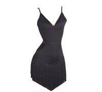 CHAGMEA Abito da Ballo Latino per Donna, Vestiti Paillettes con Frange Senza Maniche, 1920S Vestito da Ballo Rumba Salsa Tango Samba Cha Cha, Vestiti da Ballo Latino Americano,M