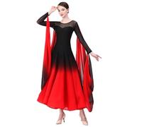 CHAGMEA Costume da Spettacolo di Valzer Tango da Donna Colore Sfumato Abiti da Ballo da Sala Elastici Abbigliamento da Ballo Moderno per Allenamento Foxtrot Abbigliamento per Pratiche Sociali,XXL
