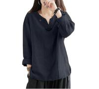 ChahuerOu Chemise En Coton rétro pour Femmes, Mode De Rue, Top à Enfiler décontracté à col En V avec Fentes Sur Les Côtés L