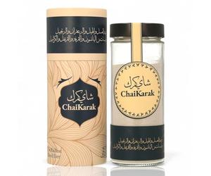 Chai Karak® - Tè Chai Istantaneo con Spezie Orientali, Zafferano, Cardamomo, Cannella e Chiodi di Garofano - Barattolo di Vetro di Lusso (250 g di Polvere) - Consistenza Cremosa - Fino a 25 Porzioni
