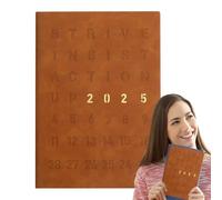 Chaies Agenda giornaliera 2025,Agenda giornaliera 2025,Pianificatore di agenda A5 Copertina in pelle PU impermeabile | Pianificatore di calendario portatile, carta da scrivere liscia per gli accordi