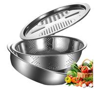 Chaies Bacino in acciaio inossidabile con grattugia, raschiatori di verdure per cucina,Hoppers per condimento | Ciotola per lavaggio multifunzionale di frutta e verdura, passaggi alimentari, design
