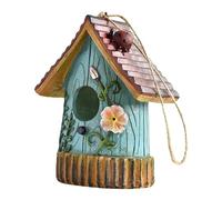 Chaies Casetta per esterni, casette per uccelli da appendere per esterni, casa degli uccelli in resina intagliata a mano, decorazione da giardino all'aperto multifunzionale resistente, ornamenti per