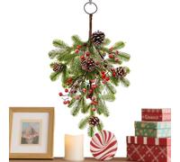 Chaies Corona Di Natale Interni - Corona Goccia con Bacche E Pine | Ghirlanda Porta D'Ingresso - per Natale Feste Matrimonio Inverno Interno Camino Cappotto Portico Finestra Porta