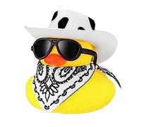 Chaies Paperella di Gomma con Cappello da Cowboy, Giocattolo da Bagno Galleggiante Occhiali da Sole, Divertente di Gomma, Anatre per Auto per cruscotto, Decorazioni per cruscotto Auto