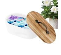Chaies Portatimbri | Scatola di immagazzinaggio in legno con coperchio per tamponi, accessorio da bagno decorativo per forcine per capelli medicinali, palline di cotone cosmetico vanità, ragazze
