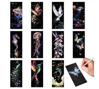 Chaies Segnalibri per grattarsi, segnalibri da grattare per loro, Partation Favor Scratch Off Paper Set di 12, Bookmarks Making Kit for Kid Students Party Favor per attività in classe