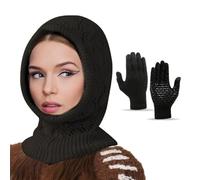 Chaies Set Cappello E Guanti D'Inverno, Caldo Per Mani E Testa In Freddo, Set Berretto E Guanti Morbidi, Per Sci Pattinaggio Escursionismo Campeggio Passeggiata Del Cane Riempimento Calze, Nero