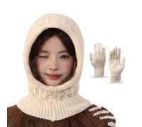 Chaies Set Cappello E Guanti D'Inverno, Caldo Per Mani E Testa In Freddo, Set Berretto E Guanti Morbidi, Per Sci Pattinaggio Escursionismo Campeggio Passeggiata Del Cane Riempimento Calze, beige