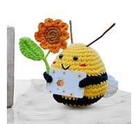 Chaies Uncinetto Ape, supporto emotivo ape - Piccoli giocattoli positivi all'uncinetto ape girasole - Dolce bambole ispiratore scrivania supporto emotivo con carta per i bambini