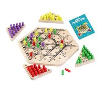 Chain Triangle Chess Game, Geometry Strategy Board, Rubber Band Sling Game, Thickened Wooden Design, Multiplayer Family Fun, Desktop Tabletop Play, Adult Board