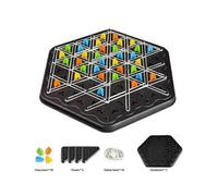 Chain Triangle Game, Interactive Board Game, Triangle Chess Board Game with 4 Color Pegs and Rubber Bands, Brain Teaser Strategy Puzzle Toys