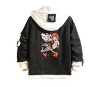 Chains-aw Man Felpe con Cappuccio, Pullover Moda Invernale, Jacket Trucker Leggera Casual, denim(Black,3XL)