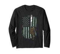 Chainsaw American Flag Funny Independence Day - Woodworker Maglia a Manica