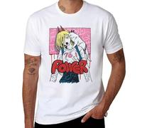 Chainsaw|Man Power Anime Comic Printed Personality Plain Maglietta da uomo, Stile bianco, L
