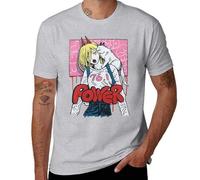 Chainsaw|Man Power Anime Comic Printed Personality Plain Maglietta da uomo, Stile grigio, S