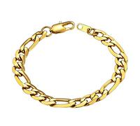 ChainsHouse Bracciale da uomo in acciaio inossidabile, per bambini, ragazzo, ro, catena da polso da donna, punk, collana, colore: argento, placca oro/nero][6/9/13 mm-19/21 cm] gioiello regalo
