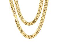 ChainsHouse Catena a maglia grumetta da uomo 10mm Collana con catene in acciaio inossidabile lucido placcato oro da 24 pollici