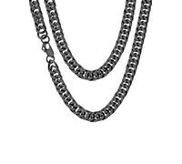 ChainsHouse Collana a catena a maglie cubane da 24 pollici in acciaio inossidabile nero da 10 mm