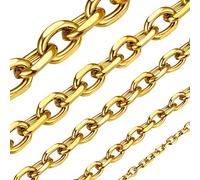ChainsHouse Collana a catena in acciaio inossidabile per uomo e donna, 3 mm/5 mm/7 mm/9 mm/12 mm placcato oro/nero 18 carati, lunghezza 45,7 - 76,2 cm, in confezione regalo, 30 Inches, acciaio inox