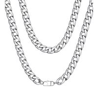 ChainsHouse Collana a maglia cubana da uomo e donna, 3 mm/4 mm/5 mm/8 mm/9 mm/12 mm/15 mm di larghezza, in acciaio inossidabile/placcato oro 18 carati/box/catena barbazzale, lunghezza 35,6 cm/45,7 cm
