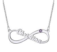 ChainsHouse Collana da Donna Nome Personalizzata Collana con Ciondolo Infinito Pietra Portafortuna Incisione in Acciaio Inossidabile Gioielli Regalo Natale Festa della Mamma Matrimonio Fantasia
