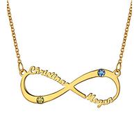 ChainsHouse Collana da Donna Nome Personalizzata Collana con Ciondolo Infinito Pietra Portafortuna Incisione in Acciaio Inossidabile Gioielli Regalo Natale Festa della Mamma Matrimonio Fantasia