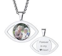 ChainsHouse Collana da Uomo Donna Unisex Ciondolo a Forma Occhio di Horus Amuleto Collana di Protezione in Acciaio Inox Collana Personalizzata per Occhi con Foto
