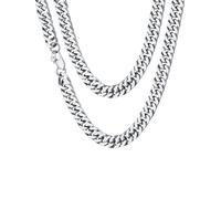 ChainsHouse Collana da uomo in acciaio inossidabile Miami da 10 mm, robuste catene a maglie cubane da 26 pollici