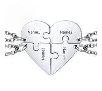 ChainsHouse Collana Puzzle Separata da Donna 2-8 Nomi per Bambini Ciondolo Personalizzato Amicizia Ragazze BFF Incisione Quadrata Catena Rolo in Acciaio Inox con Confezione Regalo