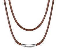 ChainsHouse Collana Uomo in Pelle Impermeabile Sintetica, 2/3MM Cordino per Collane Cuoio Nero/Marrone con Chiusura Magnetica, Collana Caucciu Uomo Donna Corda di Cera 41-76CM per Pendenti