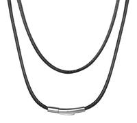 ChainsHouse Collana Uomo in Pelle Impermeabile Sintetica, 2/3MM Cordino per Collane Cuoio Nero/Marrone con Chiusura Magnetica, Collana Caucciu Uomo Donna Corda di Cera 41-76CM per Pendenti