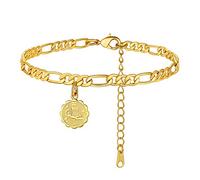 ChainsHouse Figaro Cavigliera Costellazione Zodiaco a Catena per Donne Ragazze Adolescenti Gioielli Boho Beach Estivi Placcati in Oro 18 Carati Bracciale da 4,5 mm con Piede d'ankel Regolabile