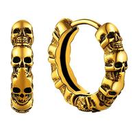 Chainshouse Orecchini Da Uomo Con Teschio, Gioielli Di Halloween Con Piercing All'Orecchio Di Scheletro In Oro Per Le Donne