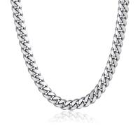 ChainsPro Chunky Miami Cuban Link Chain per uomo, in acciaio inox, 4,8/6/10/14 mm di larghezza, non si ossida e spesso gioielli hip hop, lunghezza 45,7-76,2 cm, nero/placcato oro/argento, inviare