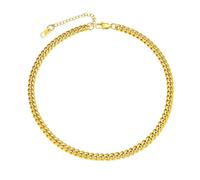 ChainsPro Chunky Miami Cuban Link Chain per uomo, in acciaio inox, 4,8/6/10/14 mm di larghezza, non si ossida e spesso gioielli hip hop, lunghezza 45,7-76,2 cm, nero/placcato oro/argento, inviare