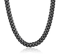 ChainsPro Chunky Miami Cuban Link Chain per uomo, in acciaio inox, 4,8/6/10/14 mm di larghezza, non si ossida e spesso gioielli hip hop, lunghezza 45,7-76,2 cm, nero/placcato oro/argento, inviare