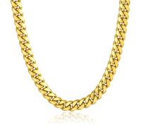 ChainsPro Chunky Miami Cuban Link Chain per uomo, in acciaio inox, 4,8/6/10/14 mm di larghezza, non si ossida e spesso gioielli hip hop, lunghezza 45,7-76,2 cm, nero/placcato oro/argento, inviare