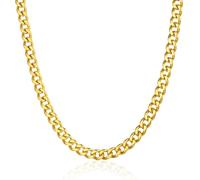 ChainsPro Chunky Miami Cuban Link Chain per uomo, in acciaio inox, 4,8/6/10/14 mm di larghezza, non si ossida e spesso gioielli hip hop, lunghezza 45,7-76,2 cm, nero/placcato oro/argento, inviare