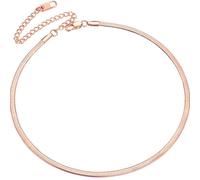 ChainsPro Collana da Donna Serpente Piatta 3mm/5mm Larghezza in Acciaio Inox, Catenina a Serpente Semplice, Girocollo, Choker per Ragazze, Colore Argento/Nero/Oro/Oro Rosa, 38cm, Acciaio inossidabile