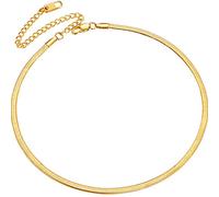 ChainsPro Collana da Donna Serpente Piatta 3mm/5mm Larghezza in Acciaio Inox, Catenina a Serpente Semplice, Girocollo, Choker per Ragazze, Colore Argento/Nero/Oro/Oro Rosa, 30.5cm, Acciaio