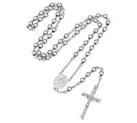ChainsPro Collana Rosario da Uomo Donna con Croce in Acciaio inossidabile | Gioielli Religiosi in Argento/Oro/Nero con Medaglia della Maria/San Cristoforo/San Michele o con Foto Personalizzate