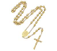 ChainsPro Collana Rosario da Uomo Donna con Croce in Acciaio inossidabile | Gioielli Religiosi in Argento/Oro/Nero con Medaglia della Maria/San Cristoforo/San Michele o con Foto Personalizzate
