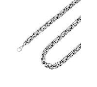 ChainsPro Collane Uomo Donna in Acciaio Inossidabile, 6 mm Collana Catena Uomo Argento Lunga 55cm, Byzantine Chain Collana Bizantina Uomo Ragazzo Maschio Necklace for Men Hiphop Rapper, Idee Regalo