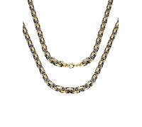 ChainsPro Collane Uomo Donna in Acciaio Inossidabile, 6 mm Collana Catena Uomo Oro Nero Lunga 61cm, Byzantine Chain Collana Bizantina Uomo Ragazzo Maschio Necklace for Men Hiphop Rapper, Idee Regalo