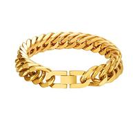 ChainsPro Miami - Bracciale a catena cubana da uomo, 8/12/17 mm, 7,5/8,3/9 pollici, acciaio inossidabile 316L, placcato oro 18 K/braccialetti hip hop nero, per padre e marito, non si ossida, in