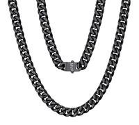 ChainsProMax Catene cubane Miami da uomo, in acciaio inox, larghezza 5/7/9/12 mm, lunghezza 45,7-76,2 cm, argento/placcato oro/nero, non si ossidano e spessi, gioielli hip hop, 30 inch, Metallo, Non