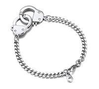 ChainsProMax Collana con manette punk, per donne, partner in crimine, a maglia cubana, 7,5/14/45,7 cm (confezione regalo), Senza pietre preziose